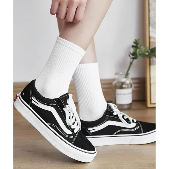 3-6 Pack Womens 6 Pairs Black/white  Crew Calf Lightweight Thin Socks Size 6-11 - Picture 5 of 5